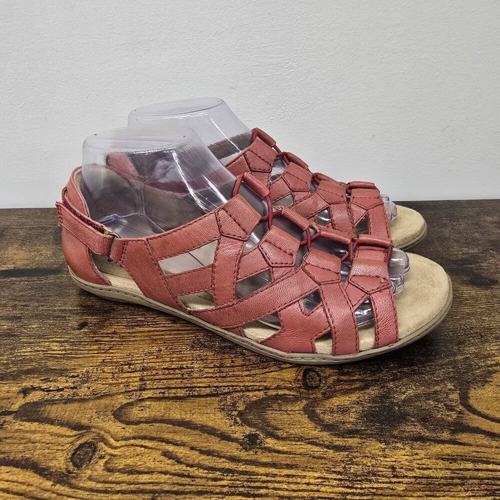 Earth Origins Belle Bridget Womens Size 7.5M Regal Red Leather Sandals Shoes